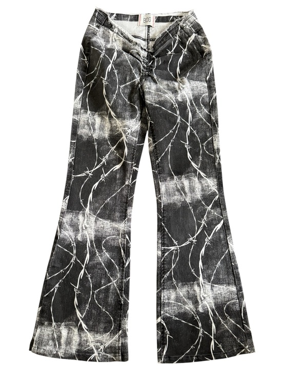 Urban outfitters Denim - Urban Outfitters BDG Ruched Dipped V Flare Barbed Wire Print Y2K Grunge Jeans 28